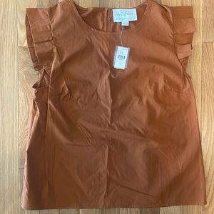 Mare mare x Anthropologie brown flutter sleeve top sz S